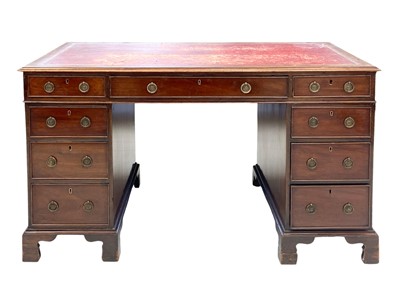 Lot 953 - A late Victorian mahogany pedestal writing desk.