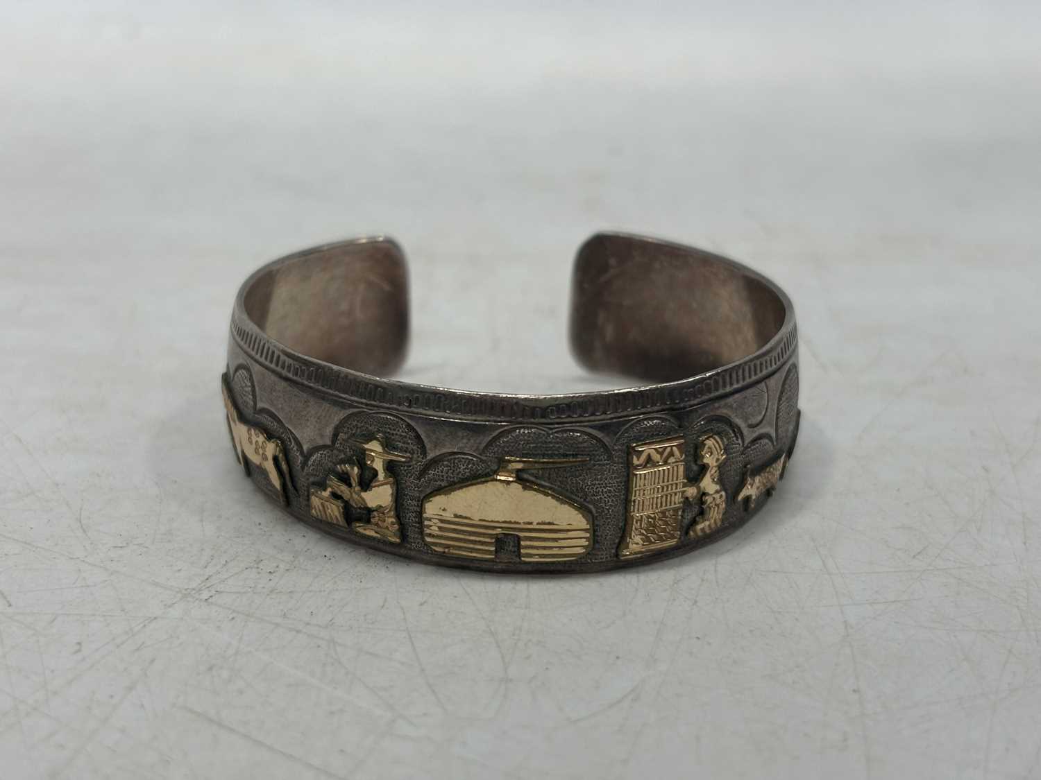 Lot 17 - A Native American Navajo sterling silver cuff