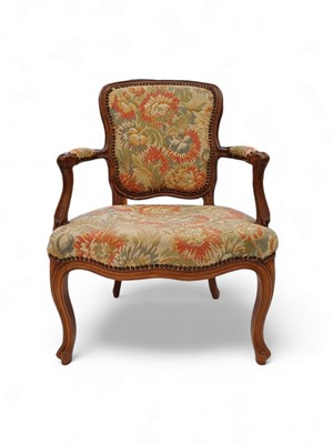 Lot 925 - A French beech framed fauteuil.