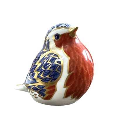 Lot 34 - A Royal Crown Derby silver button Robin...