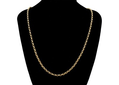 Lot 22 - A 9ct belcher link necklace with dog clip clasp.