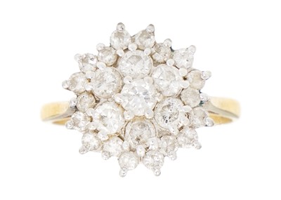 Lot 184 - An 18ct hallmarked gold diamond cluster ring.