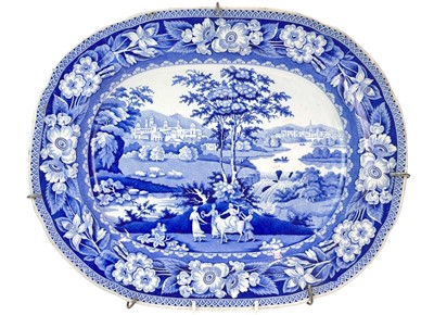 Lot 200 - A transfer printed blue & white earthenware meat plate by John & Richard Riley