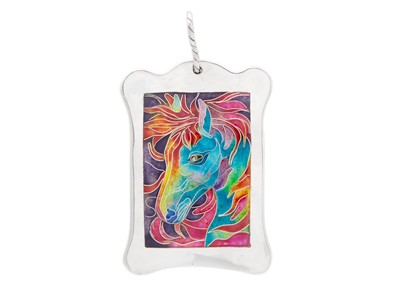 Lot 268 - A 999 fine silver and enamel 'Fantasy Horse' pendant by Samantha Suddaby.