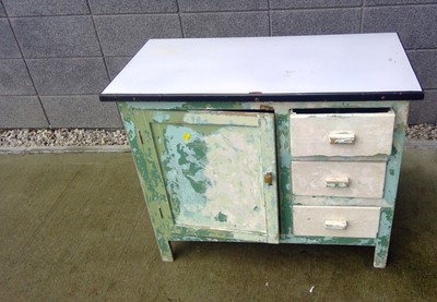 Lot 16 - A Vintage, Distressed Kitchen Cupboard. With...