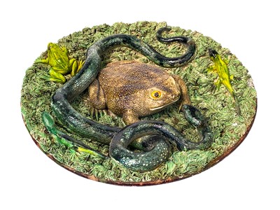 Lot 790 - A Palissy style Portuguese Majolica dish.