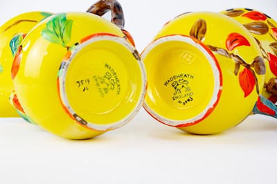 Lot 791 - Three Art Deco Burleighware jugs and three Wadeheath jugs.