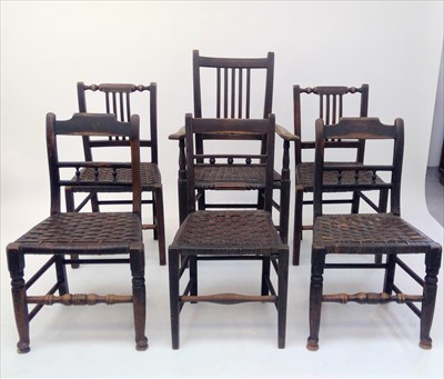 Lot 3544 - Six assorted country made dining chairs, 19th...