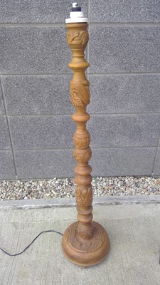 Lot 38 - Two, Oriental Carved Lamp Stands. The Larger...