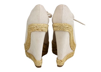 Lot 350 - CHRISTIAN LOUBOUTIN - A pair of 'Viva Boom' calf leather espadrille wedges.