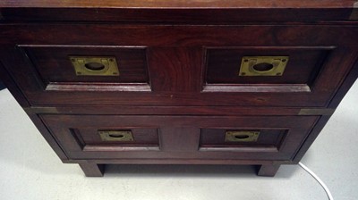 Lot 24 - A Campaign Style, Glass Topped Coffee Table....