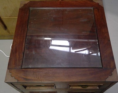 Lot 23 - A Campaign Style, Glass Topped Coffee Table....
