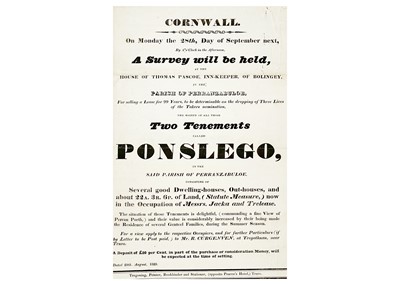 Lot 176 - (Cornwall) An early 19th century advertising broadsheet