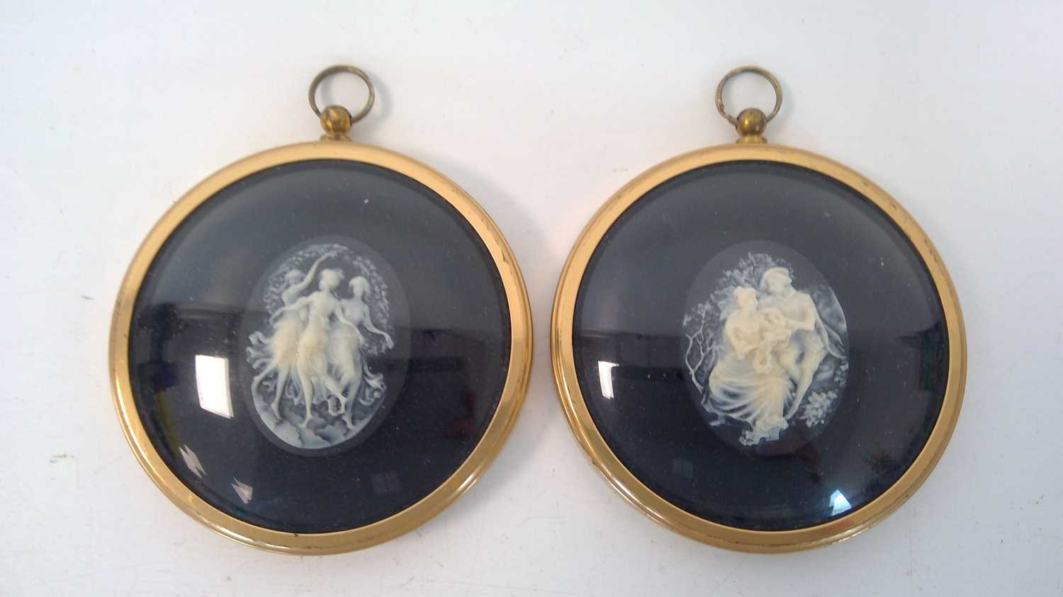 Lot 74 - Two Peter Bates cameos in frames, 8cm in...