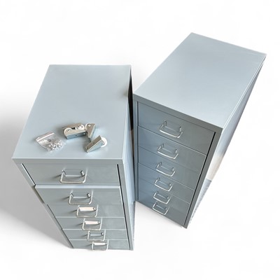 Lot 110 - Two office six draw cabinets, both on wheels...