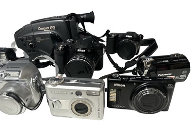 Lot 4 - Eight cameras; Nikon Coolpix P600, Olympus...