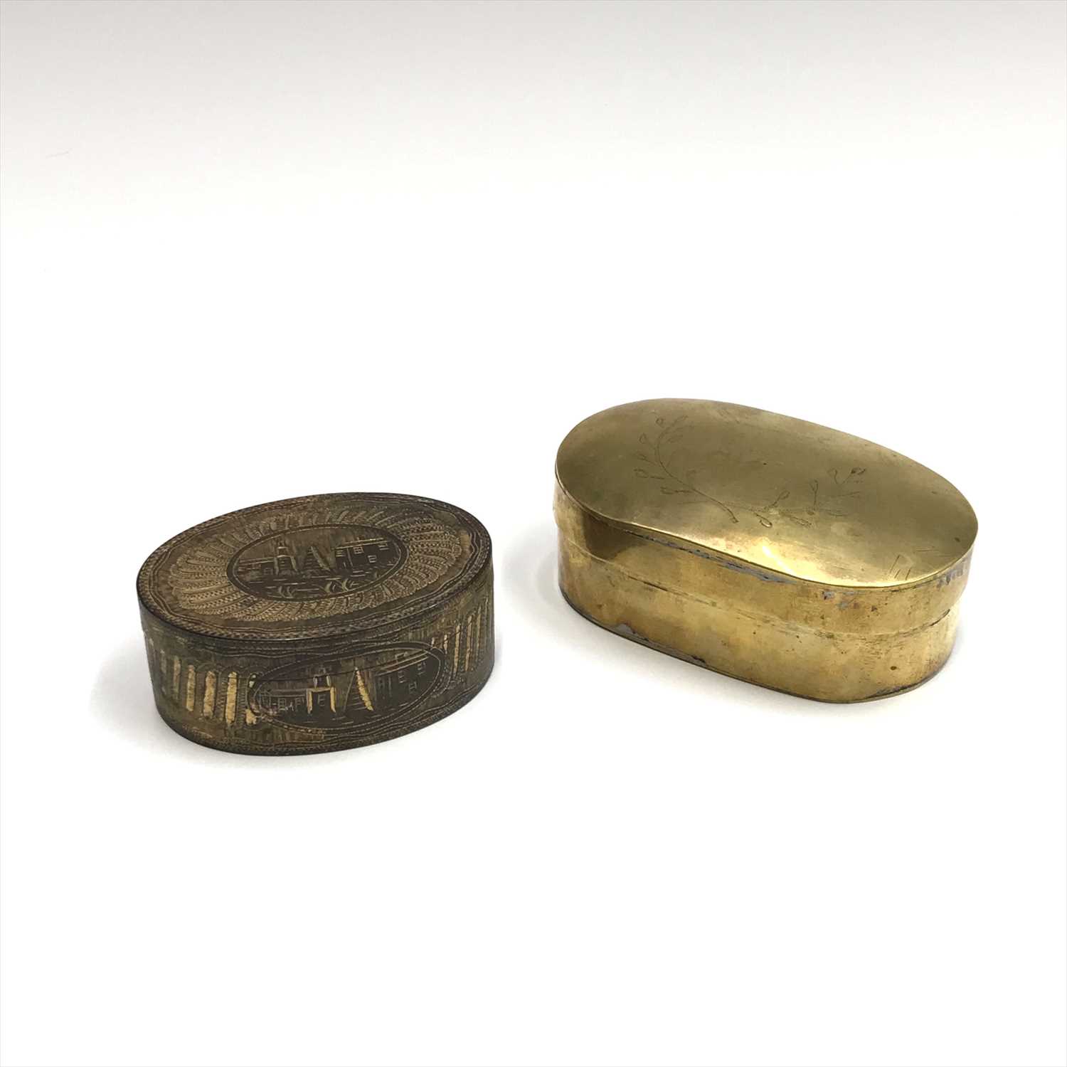 Lot 43 - Two Georgian brass snuff boxes, one with...