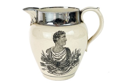 Lot 718 - A Staffordshire silver lustre Marquis of Wellington jug.