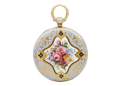 Lot 1 - An attractive 18ct and enamel lady's fob pocket watch by Henry Capt, Geneve.