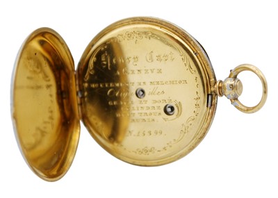 Lot 1 - An attractive 18ct and enamel lady's fob pocket watch by Henry Capt, Geneve.