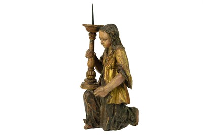 Lot 170 - A painted and gilt altar pricket candlestick.