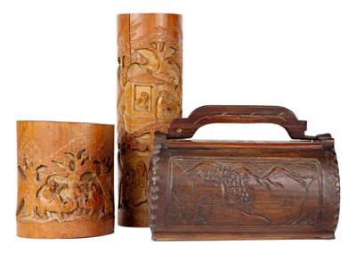 Lot 36 - A Chinese bamboo brush pot, Qing Dynasty.