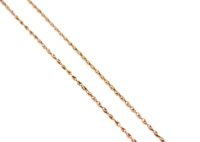 Lot 9 - A 9ct rose gold rope twist necklace.