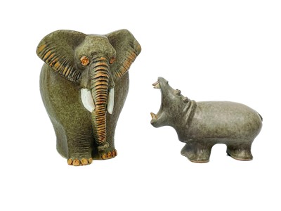 Lot 379 - Bernard Rooke (1938), five studio pottery animals.
