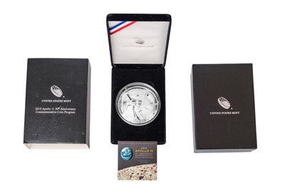 Lot 15 - USA Proof 5 Troy Ounce .999 Silver 2019 Apollo II Commemorative $1 Coin