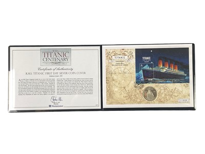 Lot 191 - Signed Celebrity Proof Silver Crown Size Coin & Stamp Covers: Lester Piggott, Murray Walker etc (x5)
