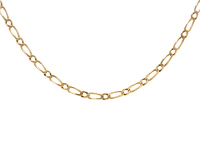 Lot 21 - A 9ct hallmarked gold Figaro necklace.