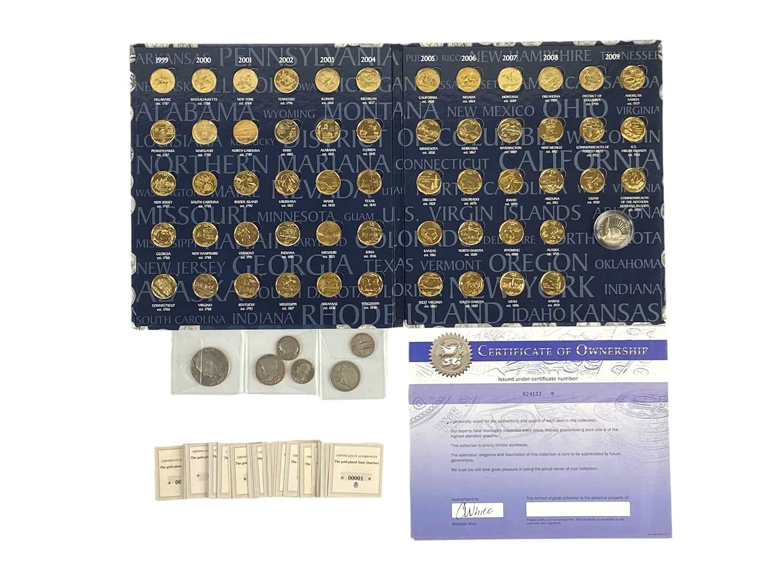 Lot 80 - USA Statehood etc Gilt Quarter Dollar Coins (x56) plus Bicentennal & Silver Coinage