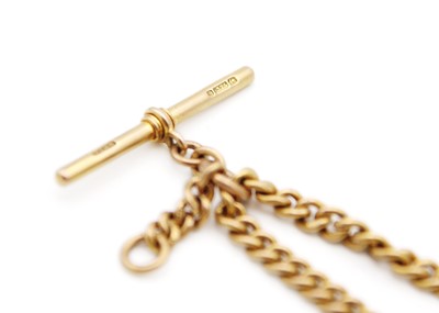 Lot 239 - A 9ct hallmarked gold curb link double Albert watch chain.