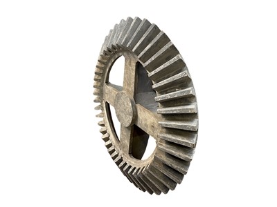 Lot 45 - A large gray painted hardwood cog pattern.