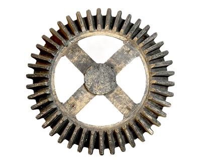 Lot 45 - A large gray painted hardwood cog pattern.