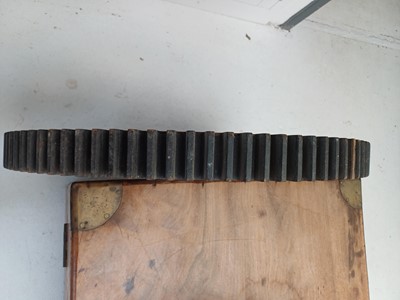 Lot 51 - A large painted wood and pine cog pattern.