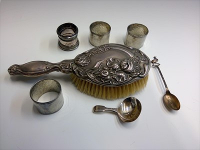 Lot 2030 - A Victorian silver caddy spoon, an ornate Art...