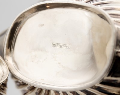 Lot 46 - A Victorian silver three piece tea set by Atkin Brothers.