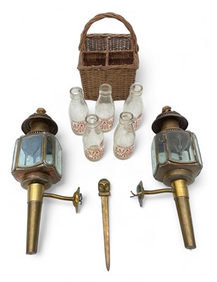 Lot 339 - Brass carriage lanterns