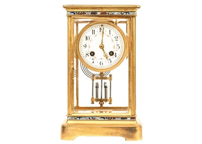 Lot 520 - A French four-glass gilt metal mantel clock.