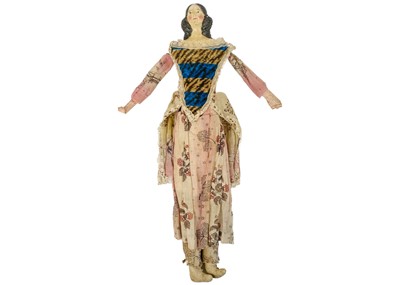 Lot 550 - A German papier mache shoulder head doll.