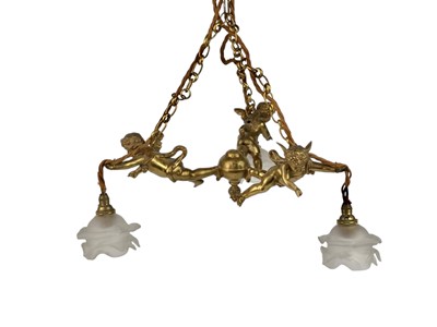 Lot 318 - A gilt metal hanging electrolier.