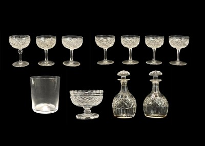 Lot 709 - A set of six Edwardian cut glass champagne coupes.