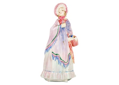 Lot 760 - Three Royal Doulton figures, a Royal Crown Derby paperweight, and a scent bottle.