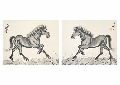 Lot 44 - A pair of Chinese watercolours each depicting a horse, 19th century.