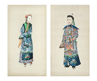 Lot 43 - A pair of Chinese pith paper paintings, 19th century.