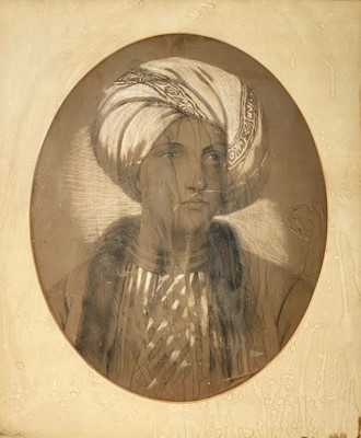 Lot 67 - A charcoal portrait of a arabian boy, 19th century.