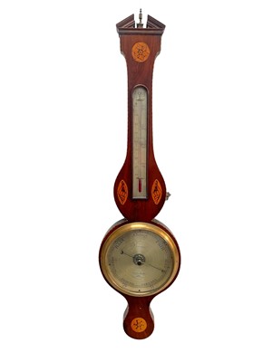 Lot 515 - A George III mahogany and inlaid wheel barometer.