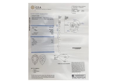 Lot 251 - A 0.60ct pear cut natural fancy yellow VVS2 diamond with GIA certificate.