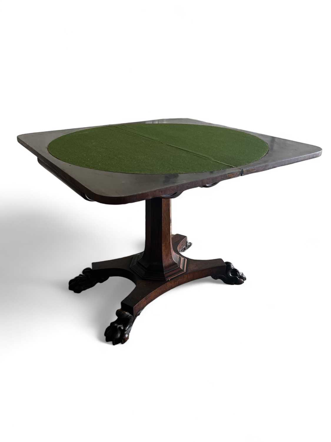 Lot 941 - A William IV rosewood fold-top card table.
